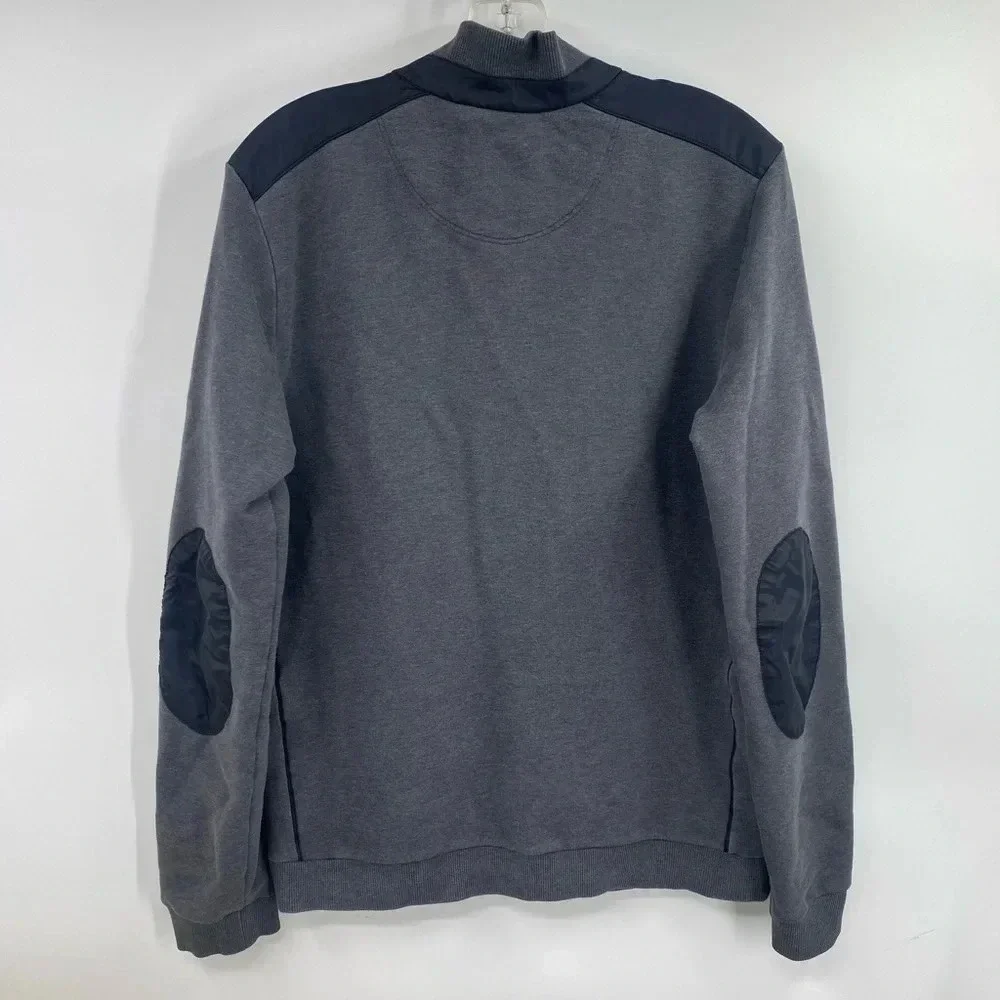 Hugo Boss Full Zip Mock Neck Sweater Grey Sz M Mens Fashion